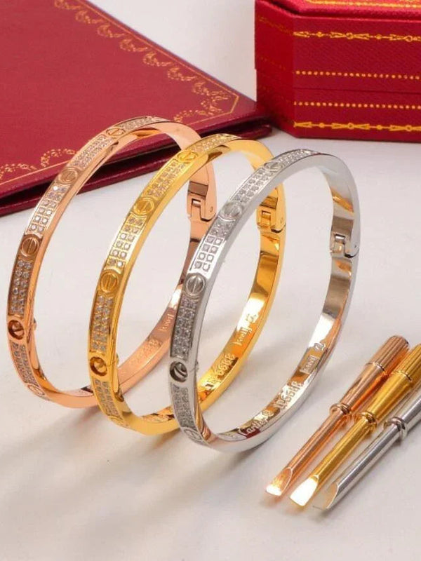 Cartier 18K Gold Plated Jewelry LOVE Bracelet yellow rose silver with Zircon✨