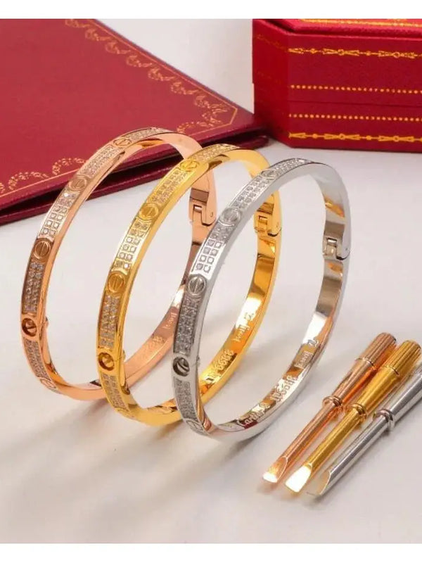 Cartier 18K Gold Plated Jewelry LOVE Bracelet yellow rose silver with Zircon✨