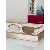 Cartier CT0544S 002 Gold Grey Rectangular Photochromic Unisex Sunglasses 🐆