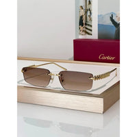 Cartier CT0544S 002 Gold Grey Rectangular Photochromic Unisex Sunglasses 🐆