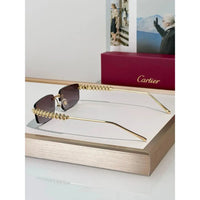 Cartier CT0544S 002 Gold Grey Rectangular Photochromic Unisex Sunglasses 🐆