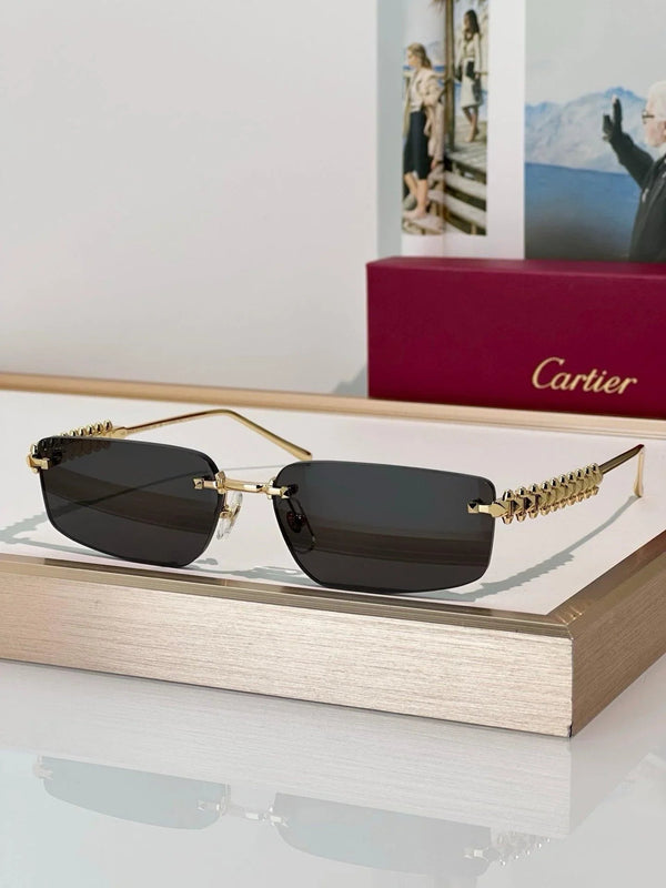 Cartier CT0544S 002 Gold Grey Rectangular Photochromic Unisex Sunglasses 🐆