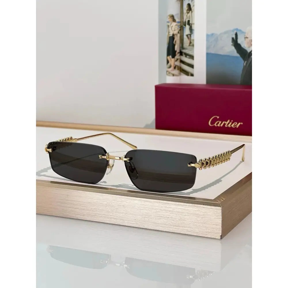 Cartier CT0544S 002 Gold Grey Rectangular Photochromic Unisex Sunglasses 🐆