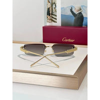 Cartier CT0544S 002 Gold Grey Rectangular Photochromic Unisex Sunglasses 🐆