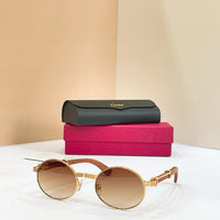 Cartier Première Round-Frame Gold-Tone and Wood CT0464S Sunglasses 🐆 $3500