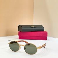 Cartier Première Round-Frame Gold-Tone and Wood CT0464S Sunglasses 🐆 $3500
