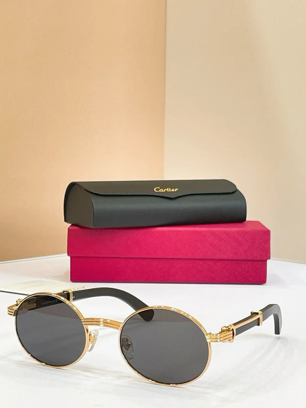 Cartier Première Round-Frame Gold-Tone and Wood  CT0464S Sunglasses 🐆 $3500