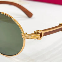 Cartier Première Round-Frame Gold-Tone and Wood CT0464S Sunglasses 🐆 $3500