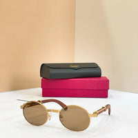 Cartier Première Round-Frame Gold-Tone and Wood CT0464S Sunglasses 🐆 $3500