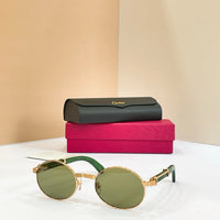 Cartier Première Round-Frame Gold-Tone and Wood CT0464S Sunglasses 🐆 $3500