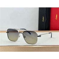 Cartier Square Sunglasses Gold Grey Metal CT 383👑