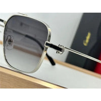 Cartier Square Sunglasses Gold Grey Metal CT 383👑