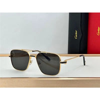 Cartier Square Sunglasses Gold Grey Metal CT 383👑