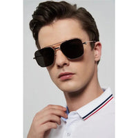 Cartier Square Sunglasses Gold Grey Metal CT 383👑
