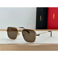Cartier Square Sunglasses Gold Grey Metal CT 383👑