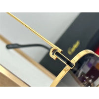 Cartier Square Sunglasses Gold Grey Metal CT 383👑