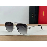Cartier Square Sunglasses Gold Grey Metal CT 383👑