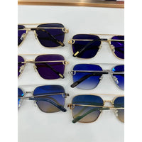 Cartier Square Sunglasses Gold Grey Metal CT 383👑