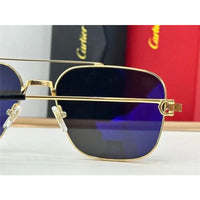 Cartier Square Sunglasses Gold Grey Metal CT 383👑