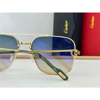 Cartier Square Sunglasses Gold Grey Metal CT 383👑
