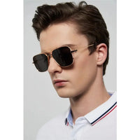 Cartier Square Sunglasses Gold Grey Metal CT 383👑