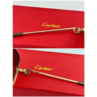 Cartier Square Sunglasses Gold Grey Metal CT 383👑