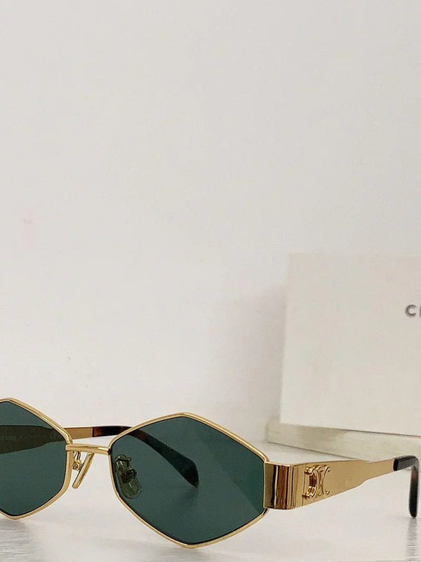 CELINE 40254 Triomphe hexagon-frame gold-tone and tortoiseshell acetate sunglasses ✨