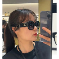 CHANEL 5512 Square Sunglasses Acetate & Tweed Black & Gold frame 6 Colors ✨