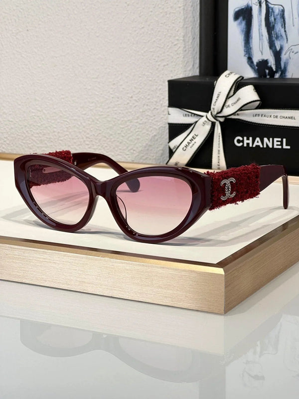 '-  CHANEL 5513 Cat Eye Sunglasses Acetate & Tweed Black & Gold frame 5 Colors ✨