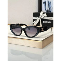 '-  CHANEL 5513 Cat Eye Sunglasses Acetate & Tweed Black & Gold frame 5 Colors ✨