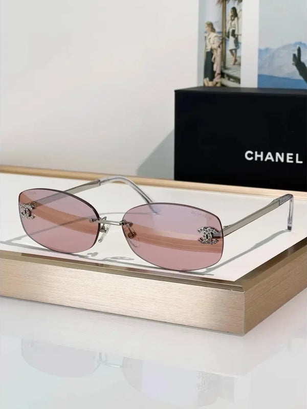 CHANEL 9561  Oval Sunglasses - Silver Pink Mirror - Chanel Eyewear  🖤