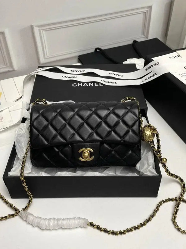 CHANEL  Flap Bag Beige Gold Ball 20cm ✨