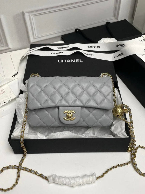 CHANEL  Flap Bag Beige Gold Ball 20cm ✨