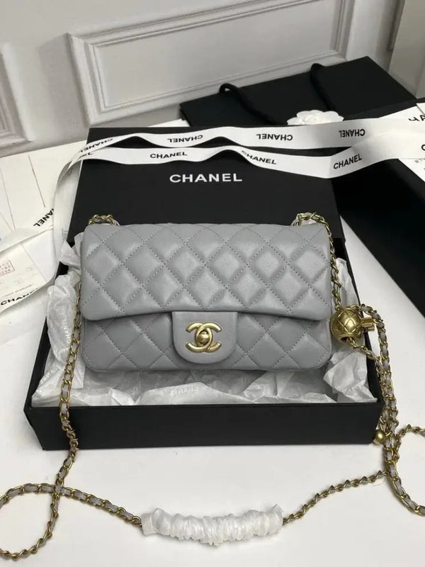 CHANEL  Flap Bag Beige Gold Ball 20cm ✨
