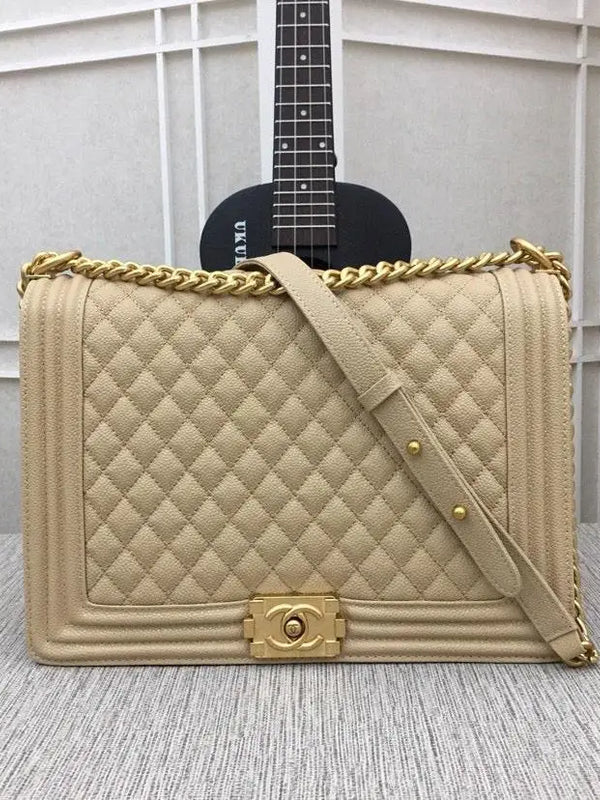 CHANEL Jumbo Large Chanel Gold Le Boy Flap Bag Quilted Lambskin ✨