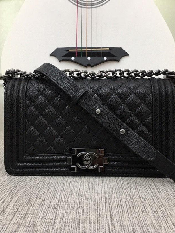 CHANEL Le Boy Medium Ruthenium tone Caviar 8 Colors✨