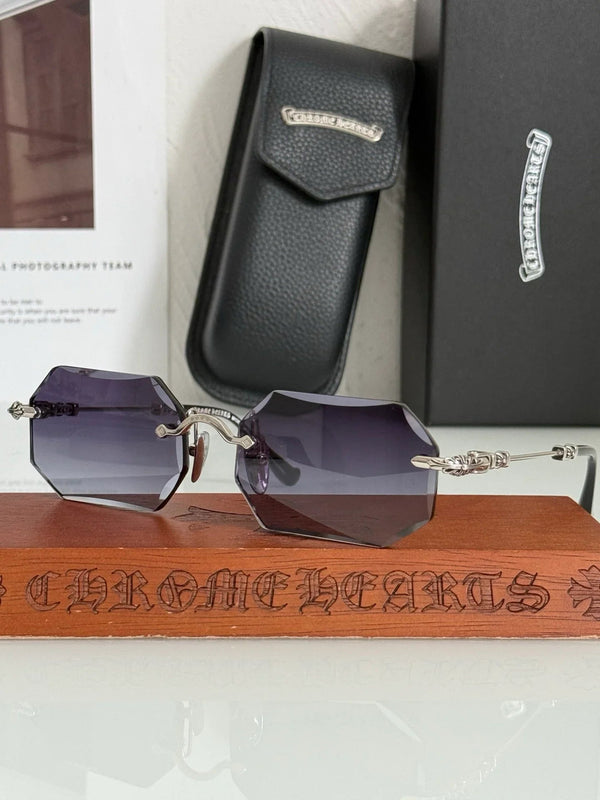 CHROME HEARTS PILLS V Floral Temple Rimless Photochromic Glasses ⚜️