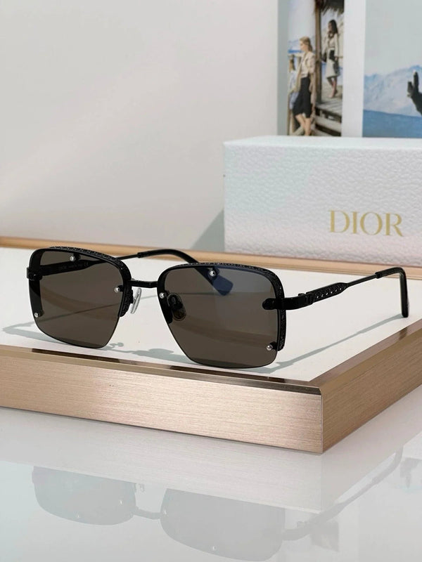 DIOR HOMME  NeoDior S4U Rectangle-Frame Gunmetal-Tone Sunglasses✨