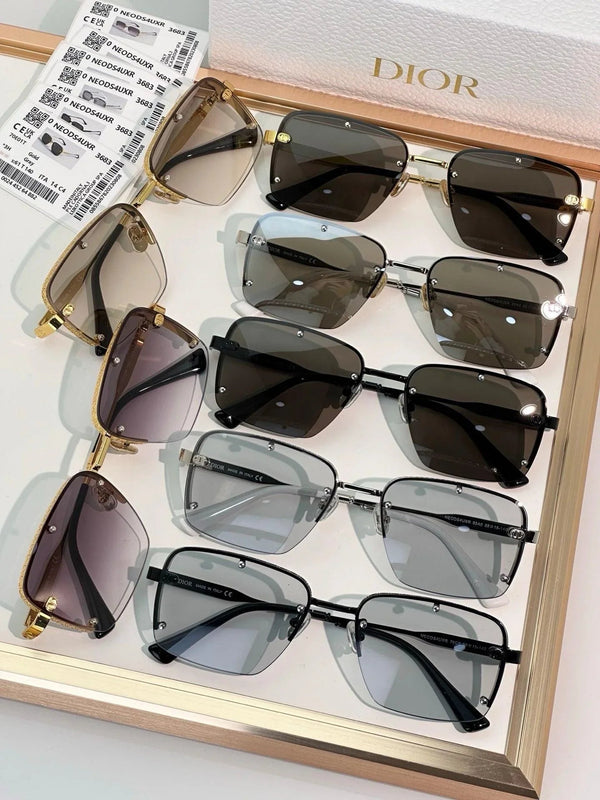 DIOR HOMME  NeoDior S4U Rectangle-Frame Gunmetal-Tone Sunglasses✨