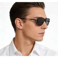 DIOR HOMME  NeoDior S4U Rectangle-Frame Gunmetal-Tone Sunglasses✨