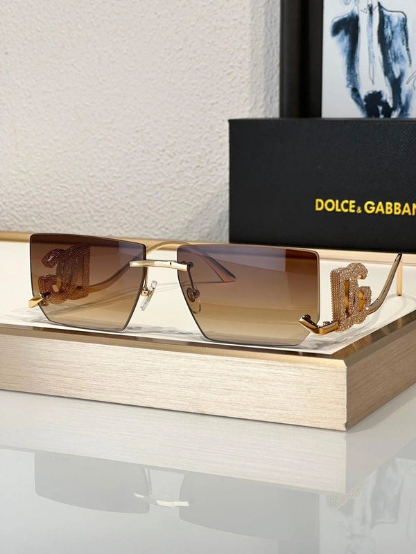 Dolce&Gabbana 2304B Crystal DG Metal Rectangle Women's Sunglasses ✨