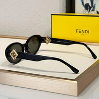 FENDI FF Logo Fendi Diamond Black Acetate Oval Sunglasses✨$560