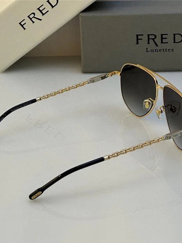 FRED SUNGLASSES 40051U GOLD 24k PLATED FRAME HIGH QUALITY WITH LENS  ✨
