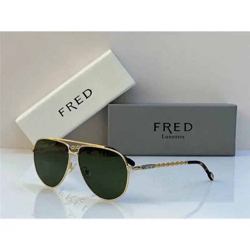 FRED SUNGLASSES 40051U GOLD 24k PLATED FRAME HIGH QUALITY WITH LENS  ✨