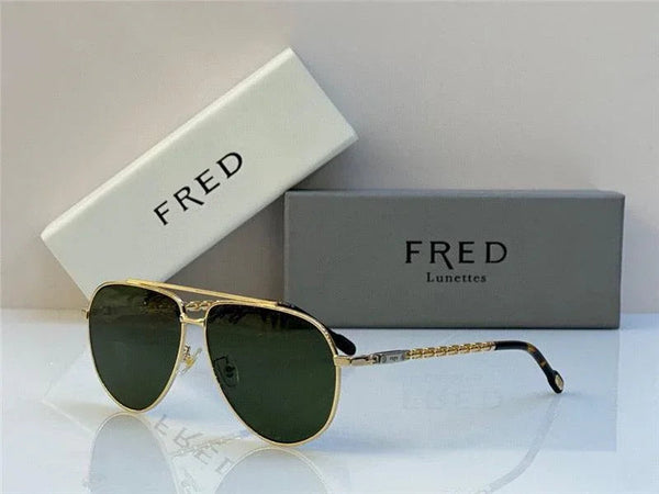 FRED SUNGLASSES 40051U GOLD 24k PLATED FRAME HIGH QUALITY WITH LENS  ✨
