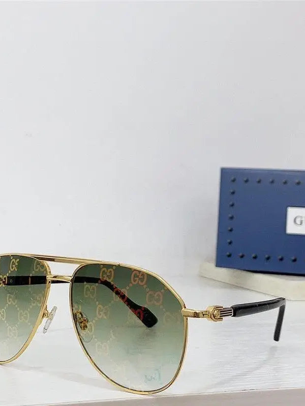 GUCCI GG1220S Gold-Gold-Brown Unisex Clear Sunglasses ✨