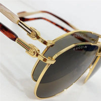 GUCCI GG1220S Gold-Gold-Brown Unisex Clear Sunglasses ✨
