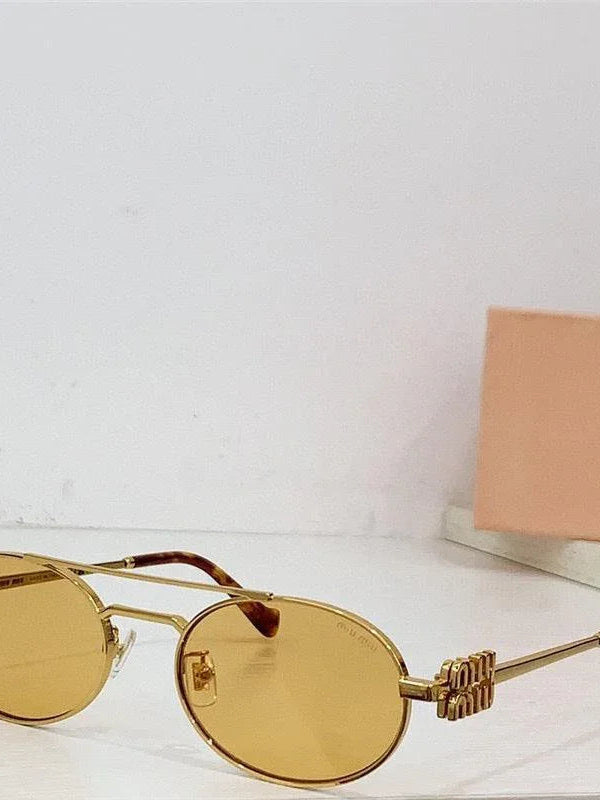 Miu Miu MU54ZS Oval Gold-Black Frame 53mm Women's Sunglasses✨