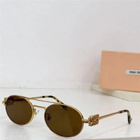 Miu Miu MU54ZS Oval Gold-Black Frame 53mm Women's Sunglasses✨