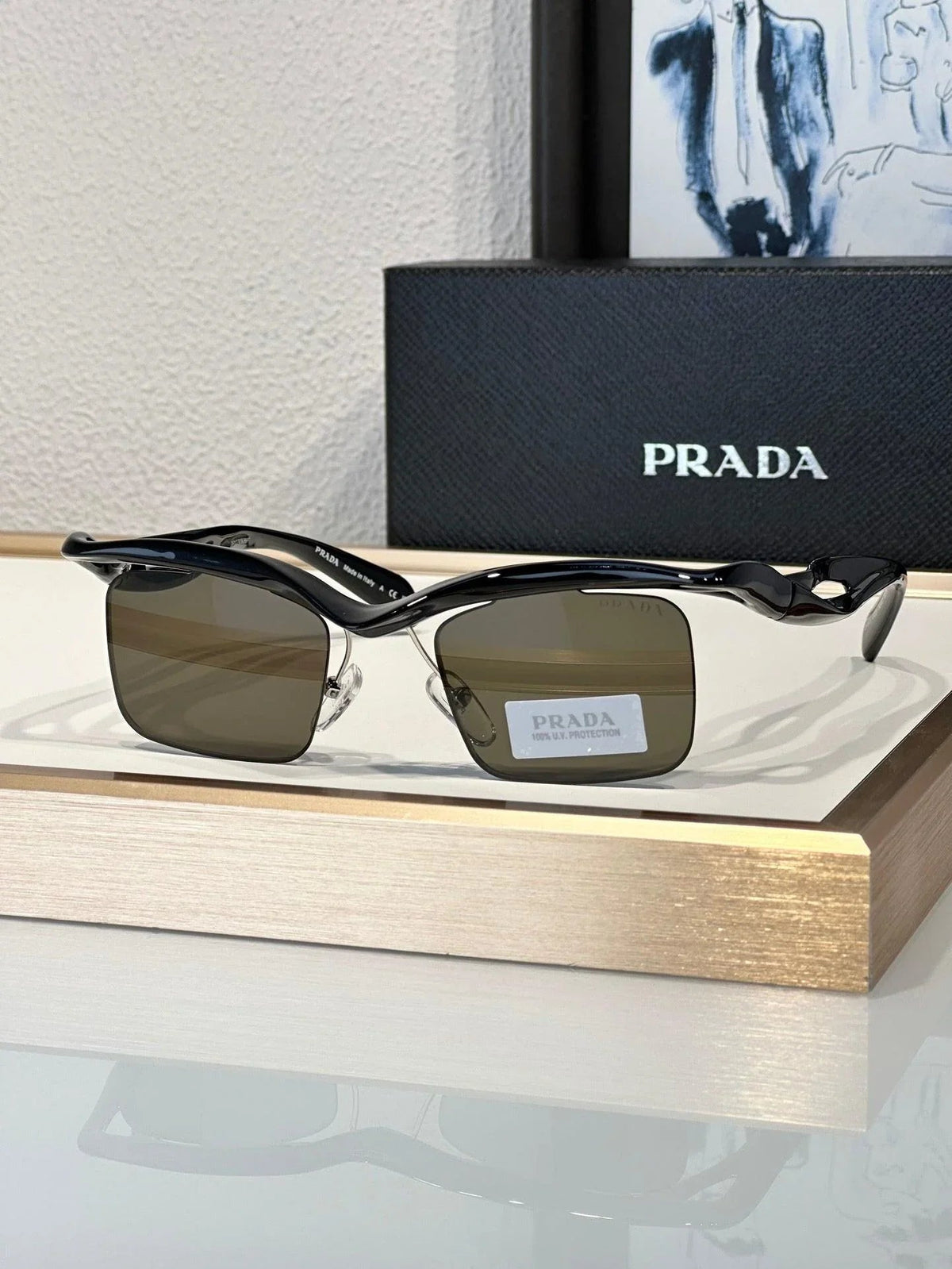PRADA PR A15S - BLACK-PEACH-GREEN | SUNGLASSES Unisex 🟥